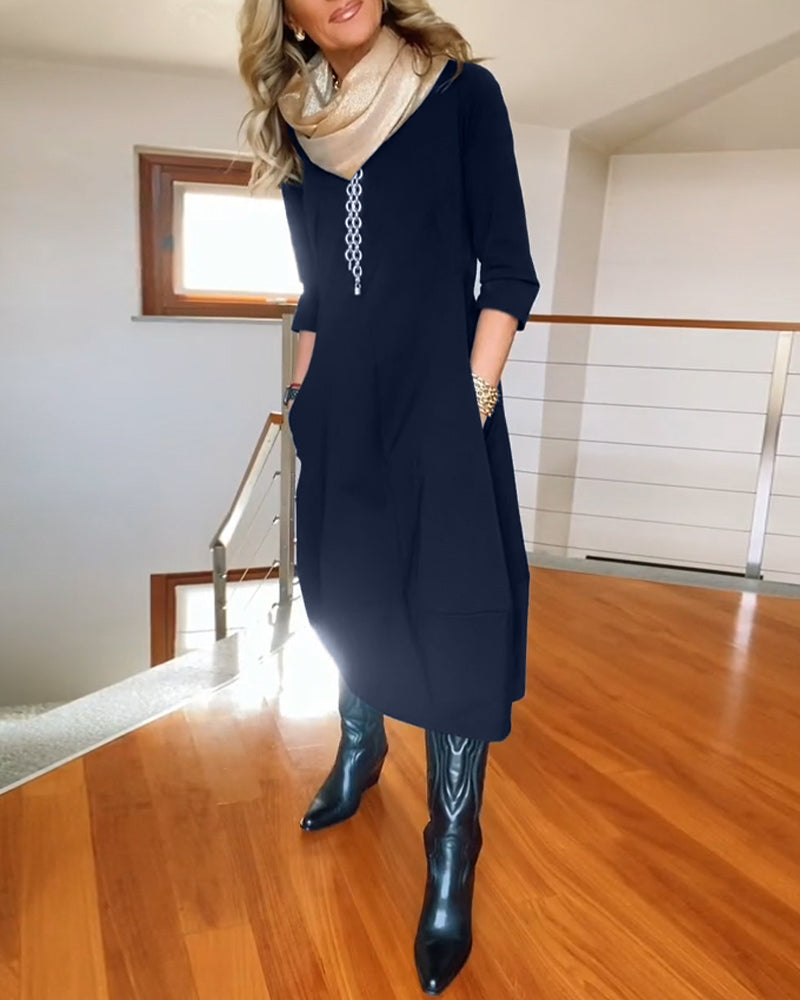 Pocket Midi Dress – Women's Elegant Dress | Callista