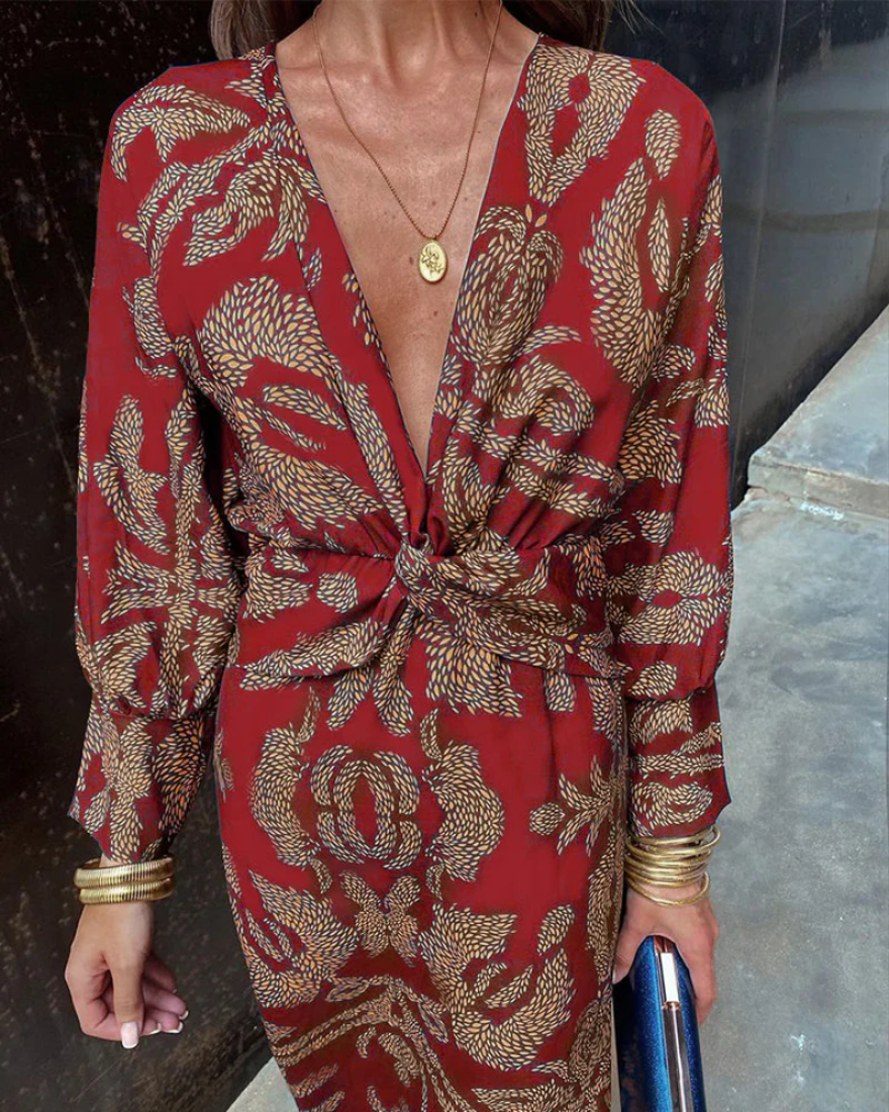 Printed Belted Maxi Dress – Women's Casual Dress | Seraphina