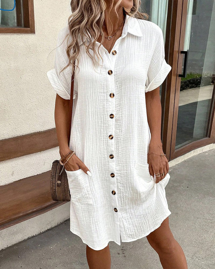 Linen Shirt Dress – Women's Casual Summer Dress | Emilia