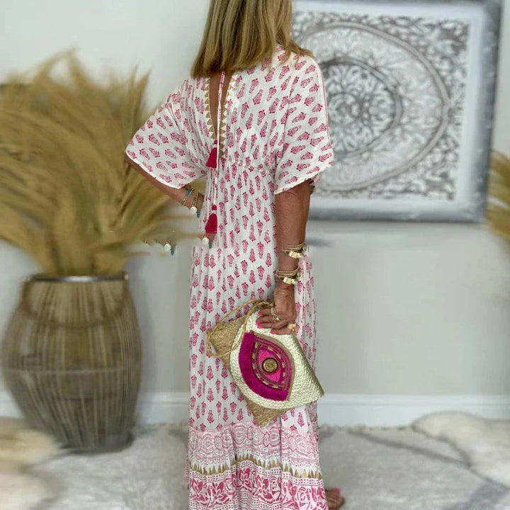 Boho Printed Maxi Dress – Women's Casual Vacation Dress | Elara