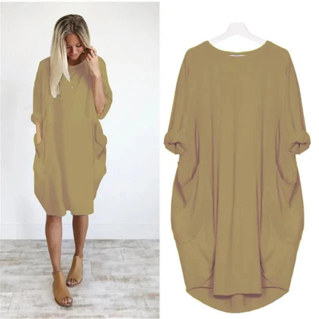 Pocket Midi Dress – Women's Casual Dress | Elara