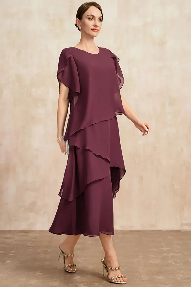 Flutter Sleeve Tiered Ruffle Midi Dress – Women's Casual Dress | Clara