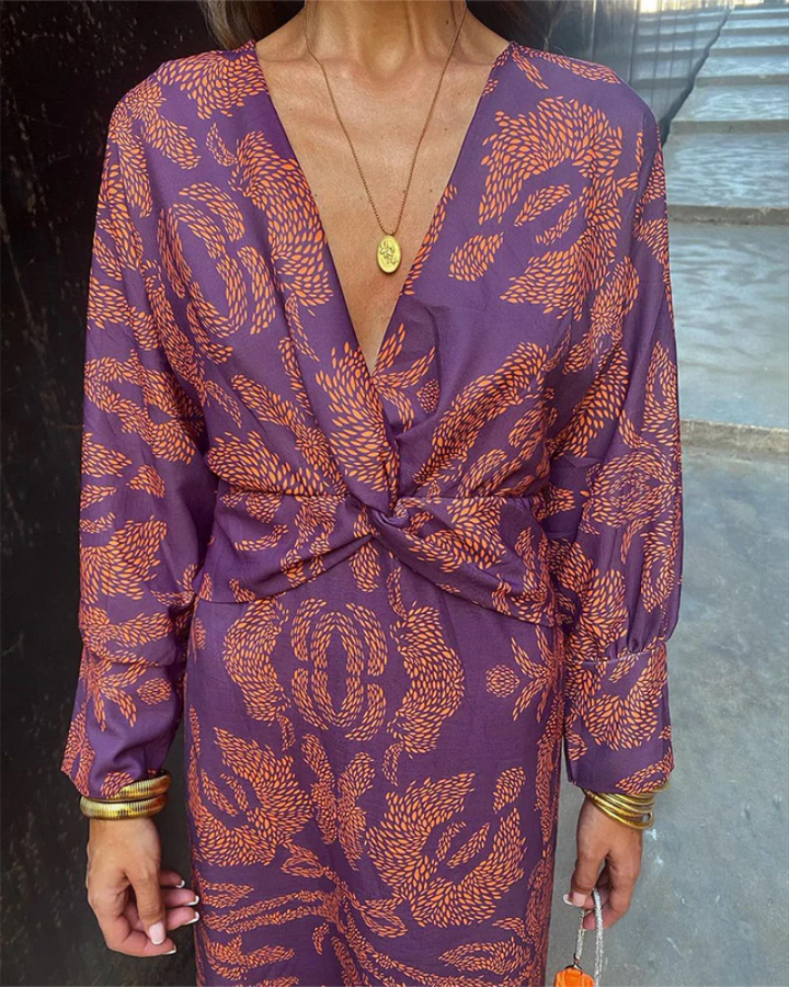 Printed Belted Maxi Dress – Women's Casual Dress | Seraphina
