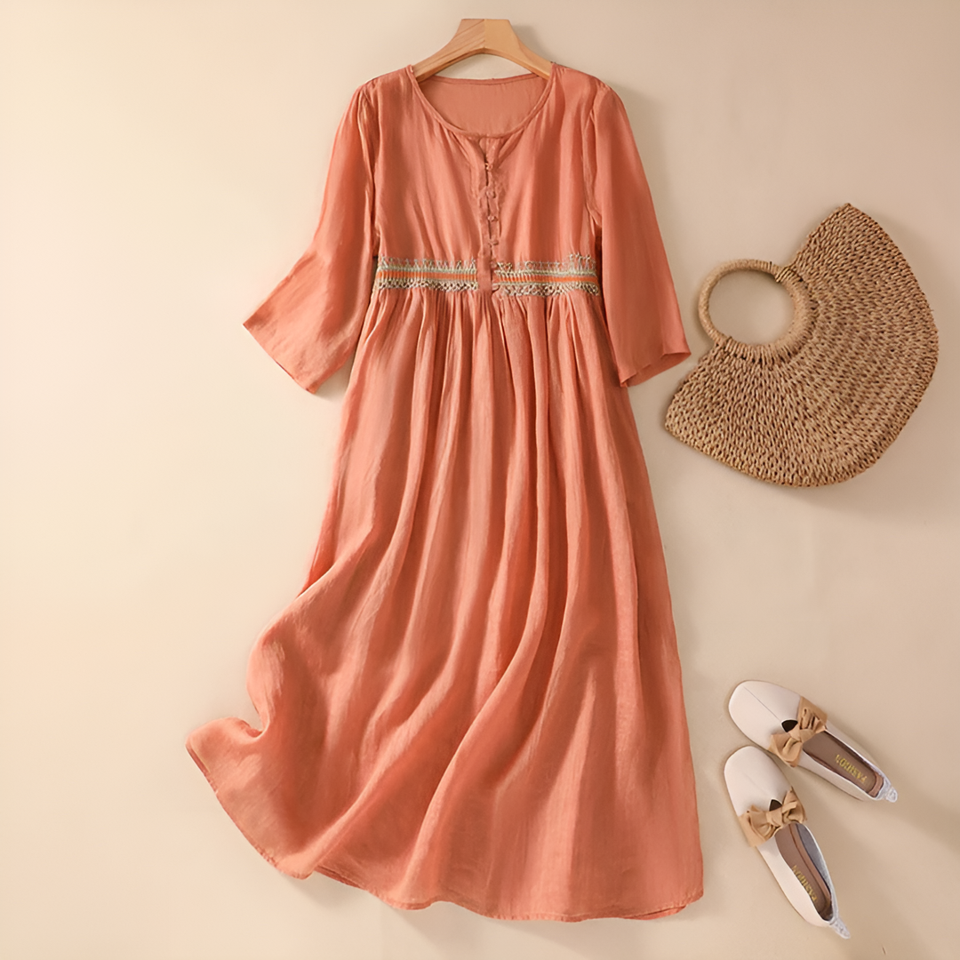 Embroidered Maxi Dress – Women's Elegant Dress | Elara