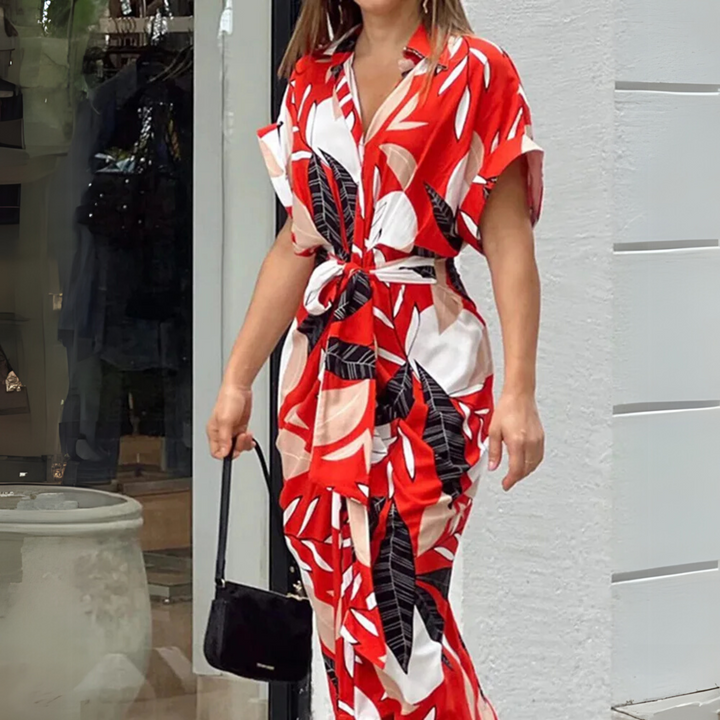 Floral Tie Front Maxi Dress – Women's Casual Summer Dress | Liana