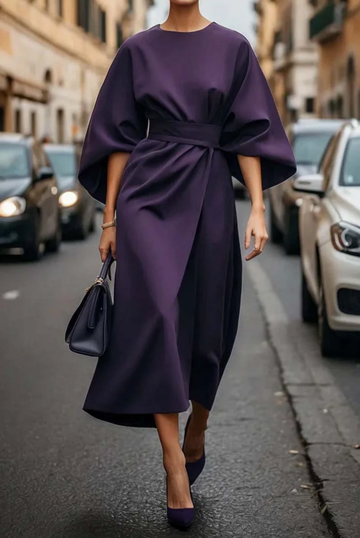 Lantern Sleeve Midi Dress – Women's Elegant Dress | Celia
