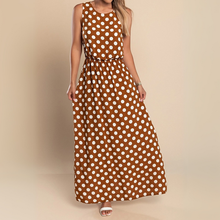 Polka Dot Smocked Maxi Dress – Women's Summer Dress | Celina