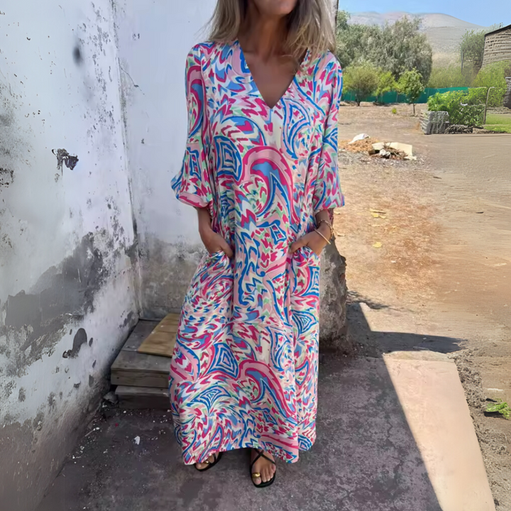 Printed Pocket Maxi Dress – Women's Casual Dress | Valentina