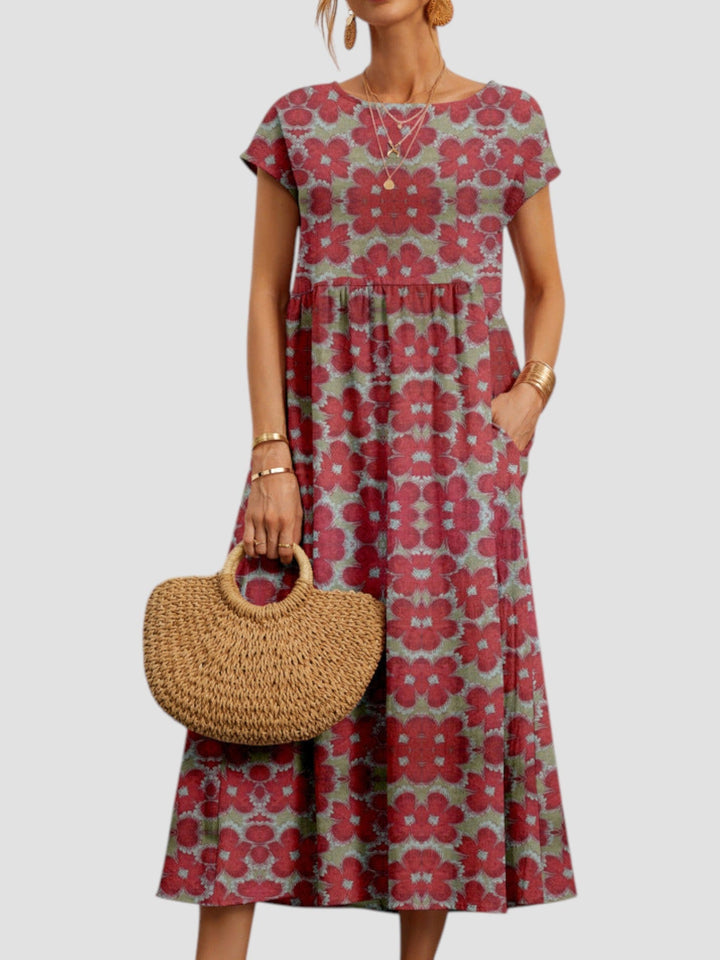 Printed Tiered Maxi Dress – Women's Casual Dress | Elara