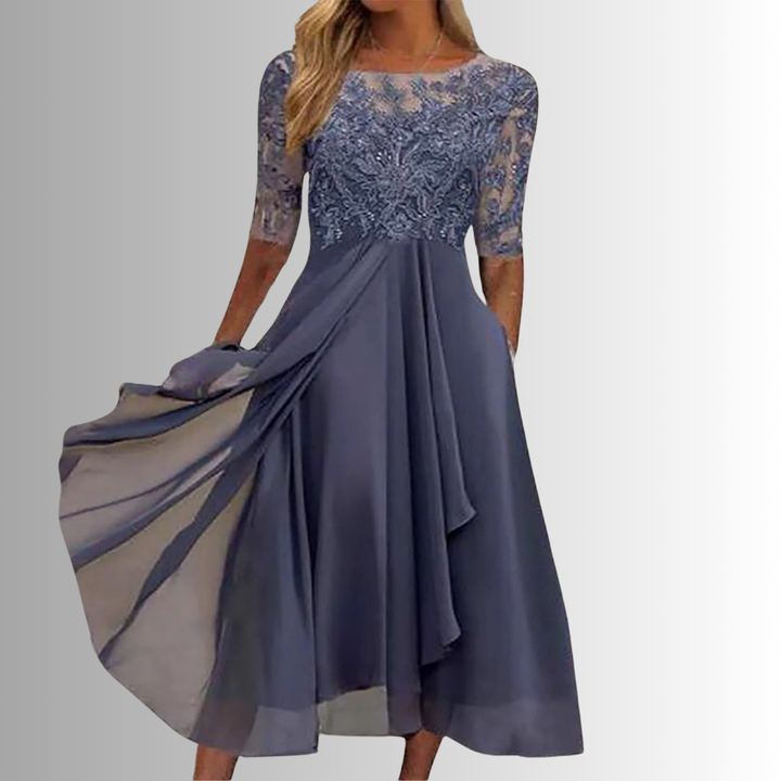 Lace Chiffon Maxi Dress – Women's Evening Dress | Celeste