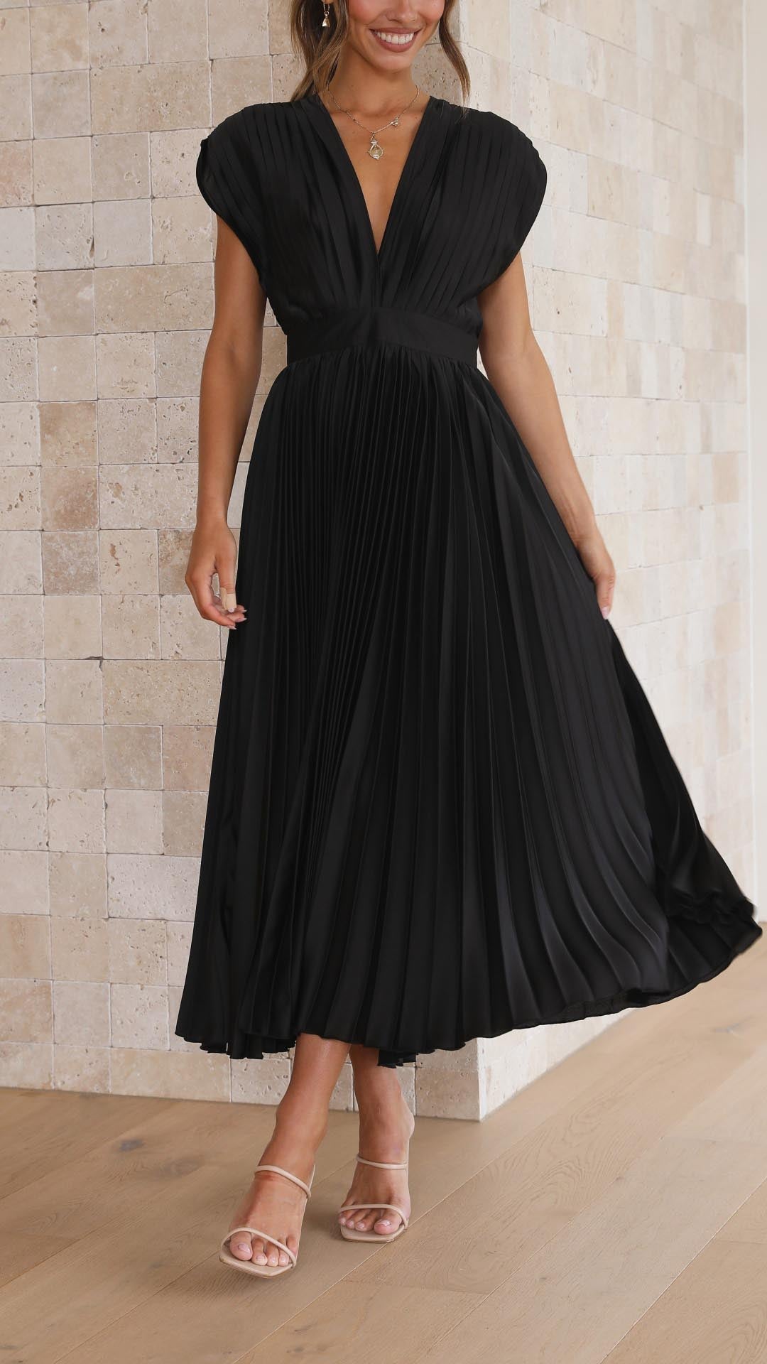 Tie Front Pleated Midi Dress – Women's Casual Summer Dress | Juliette