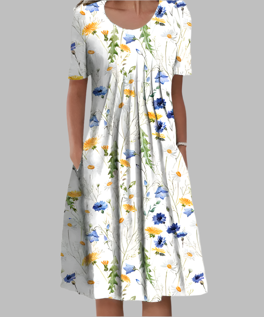 Floral A-Line Midi Dress – Women's Casual Summer Dress | Anabella