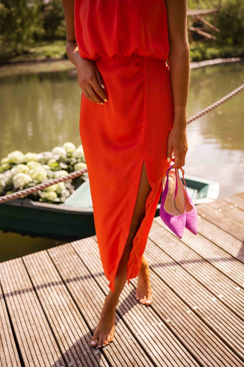 Halter Neck Midi Dress – Women's Cocktail Dress | Elara
