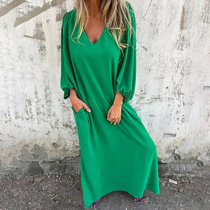 V-Neck Maxi Dress – Women's Elegant Dress | Amelia
