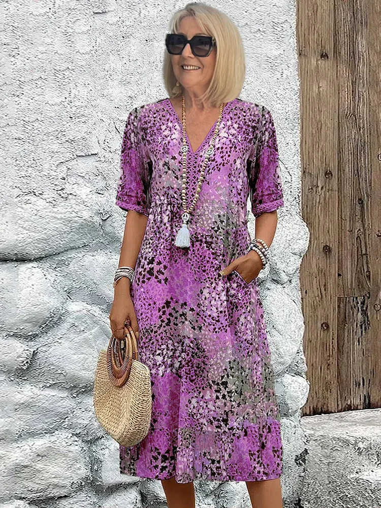 Floral Paisley Midi Dress – Women's Casual Dress | Vivienne