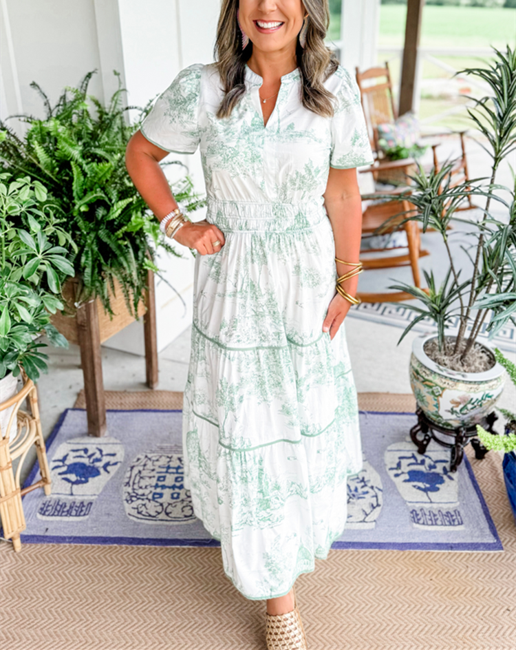 Printed Tiered Maxi Dress – Women's Casual Dress | Eliana