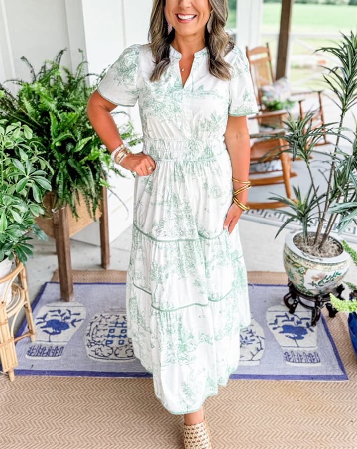 Printed Tiered Maxi Dress – Women's Casual Dress | Eliana