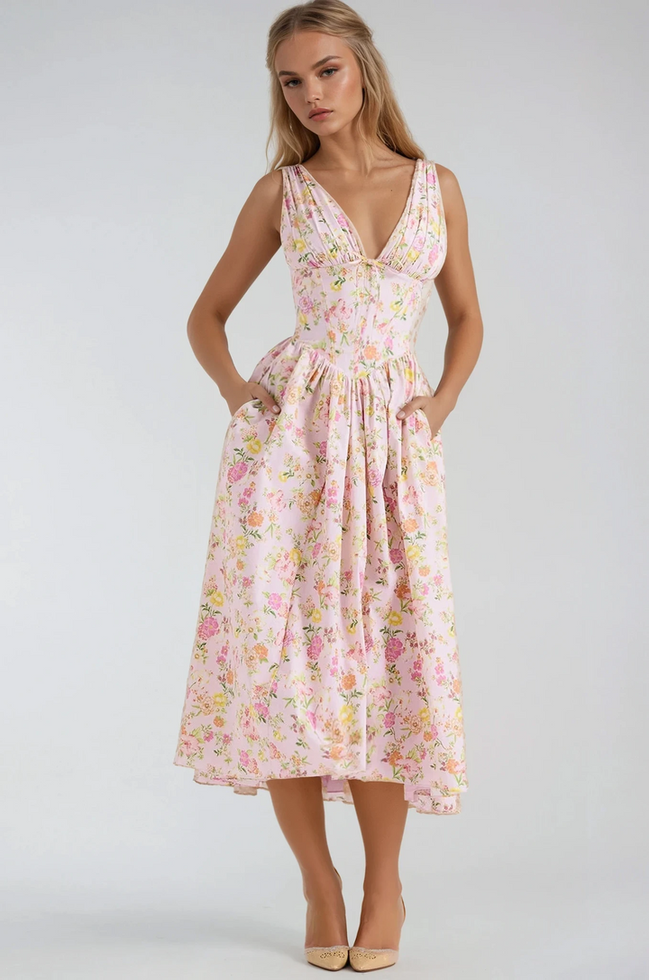 Sleeveless A-Line Midi Dress – Women's Elegant Dress | Clara