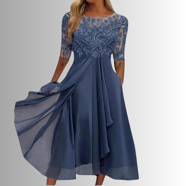 Lace Chiffon Maxi Dress – Women's Evening Dress | Celeste