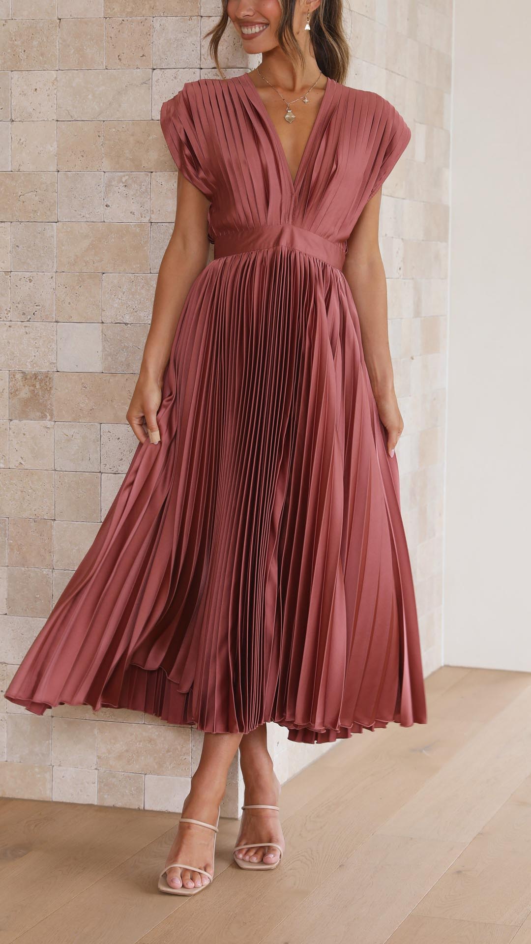 Tie Front Pleated Midi Dress – Women's Casual Summer Dress | Juliette