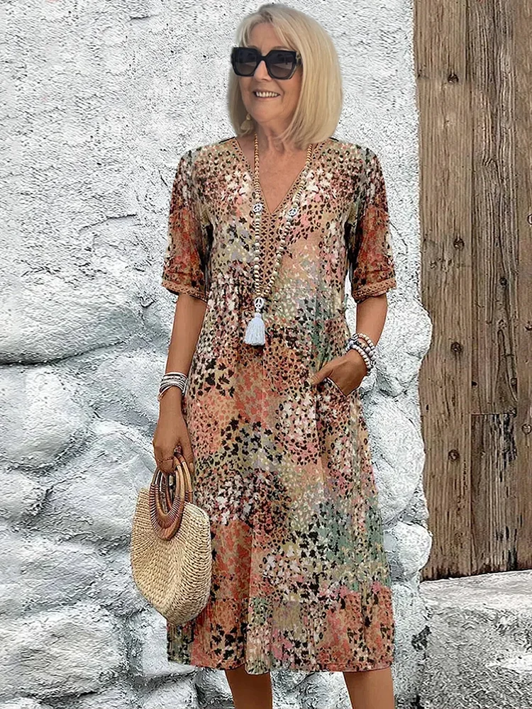 Floral Paisley Midi Dress – Women's Casual Dress | Vivienne