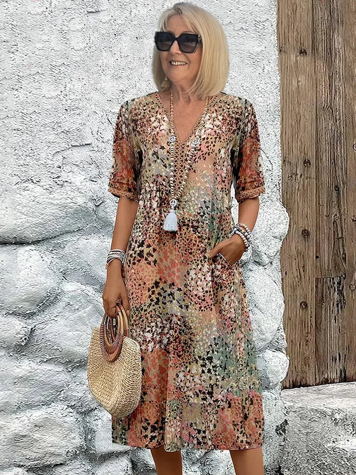 Floral Paisley Midi Dress – Women's Casual Dress | Vivienne