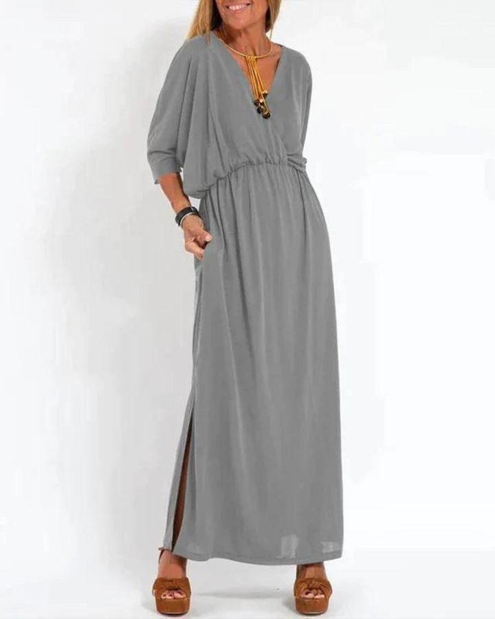 V-Neck Batwing Sleeve Maxi Dress – Women's Casual Dress | Seraphina