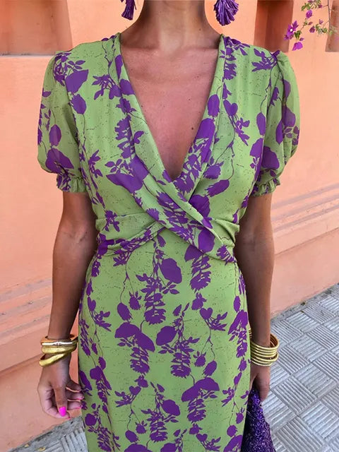 Floral Wrap Midi Dress – Women's Casual Summer Dress | Isabella