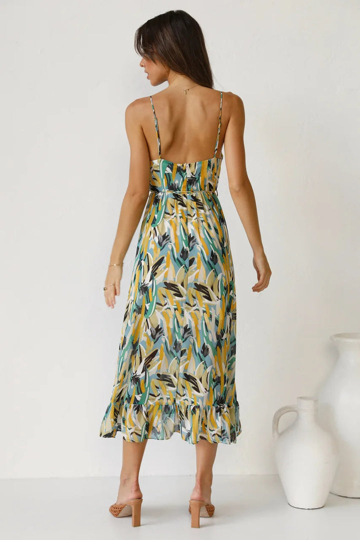 Floral Spaghetti Strap Midi Dress – Women's Summer Dress | Lucinda