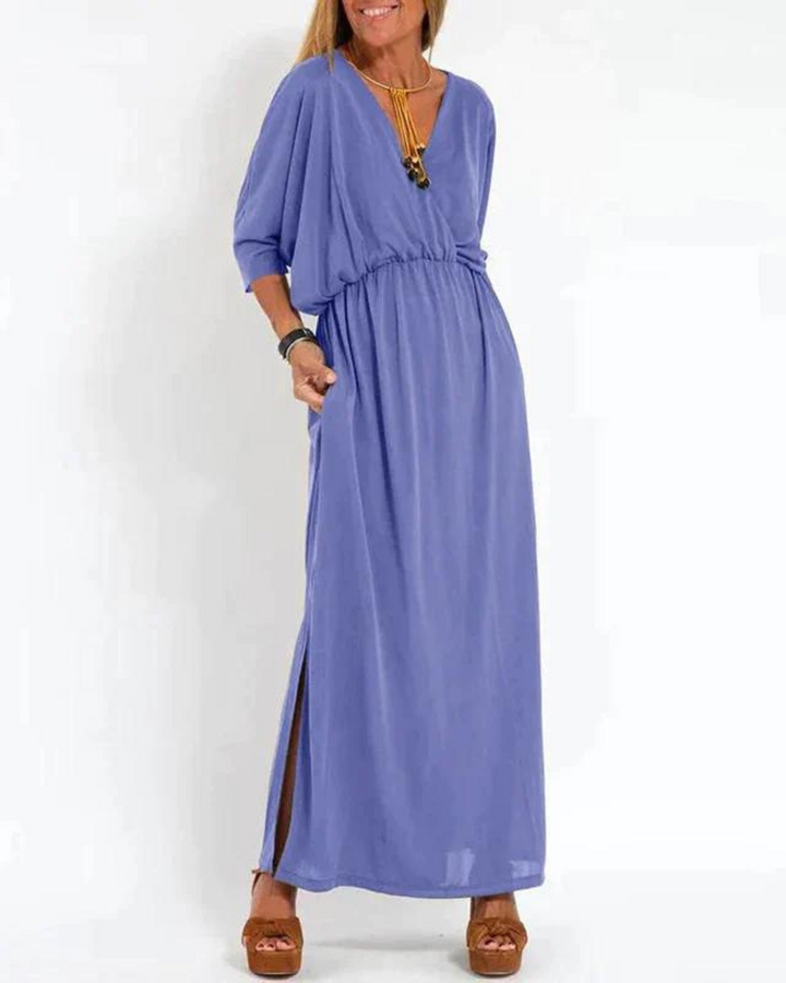 V-Neck Batwing Sleeve Maxi Dress – Women's Casual Dress | Seraphina