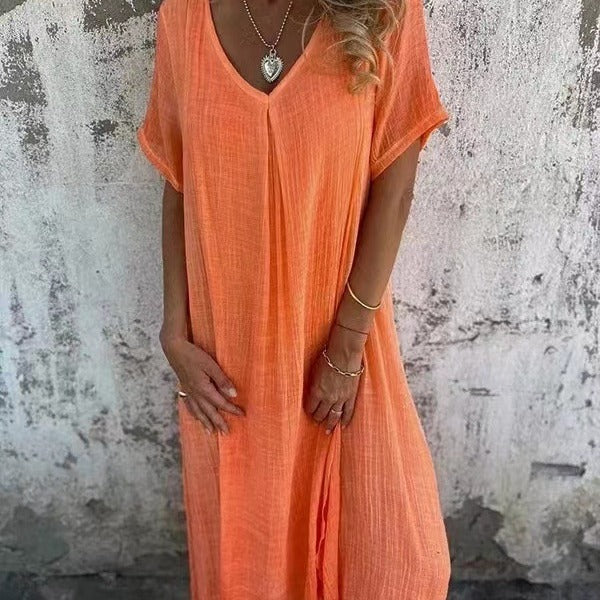 Linen Kaftan Midi Dress – Women's Casual Summer Dress | Isabella