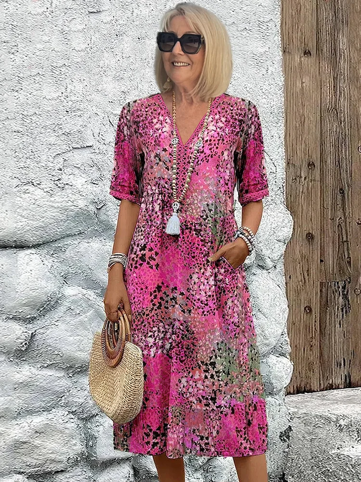 Floral Paisley Midi Dress – Women's Casual Dress | Vivienne