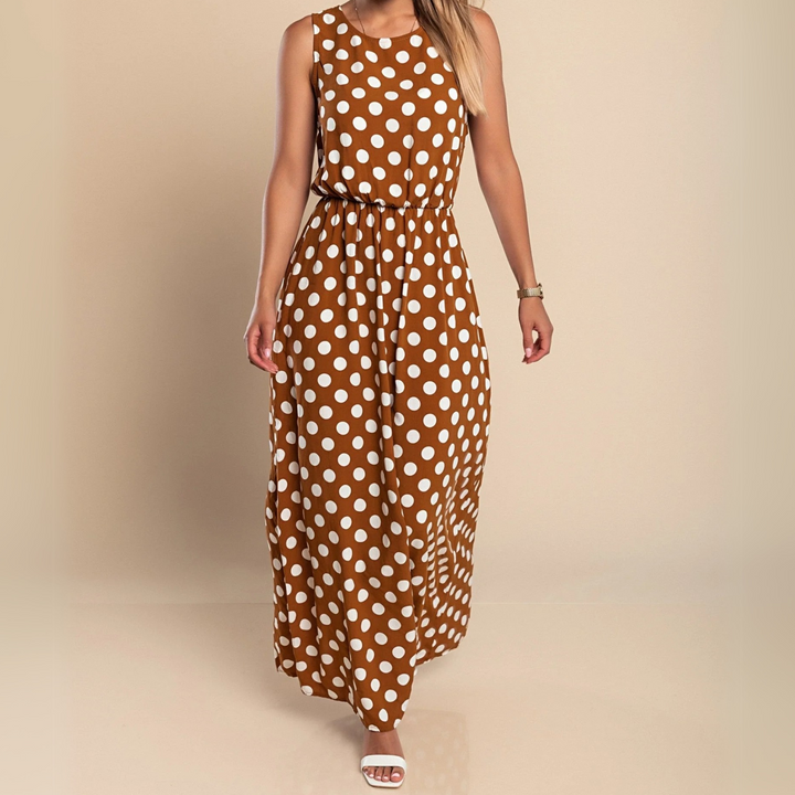 Polka Dot Smocked Maxi Dress – Women's Summer Dress | Celina