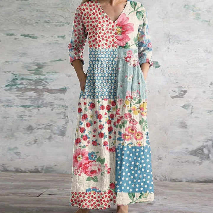 Patchwork Floral Maxi Dress – Women's Casual Summer Dress | Seraphina