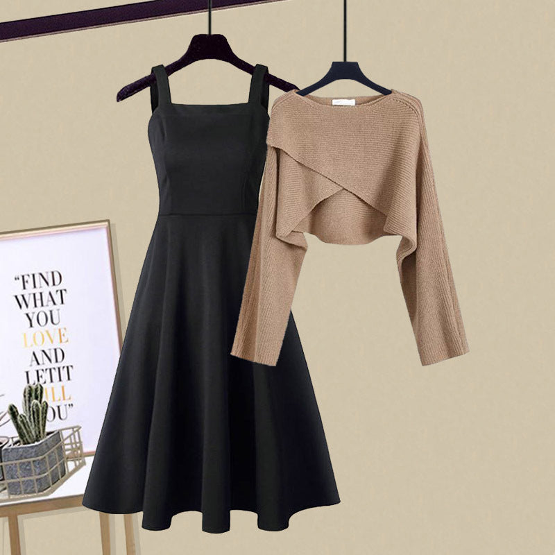 Knit Cardigan Midi Dress Set – Women's Casual Set | Marina
