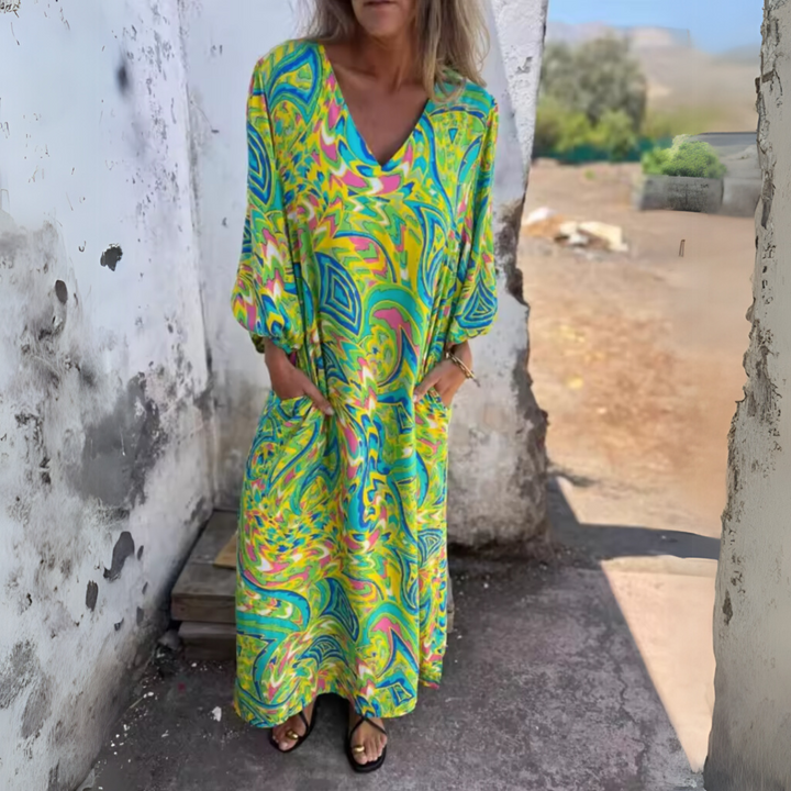 Printed Pocket Maxi Dress – Women's Casual Dress | Valentina