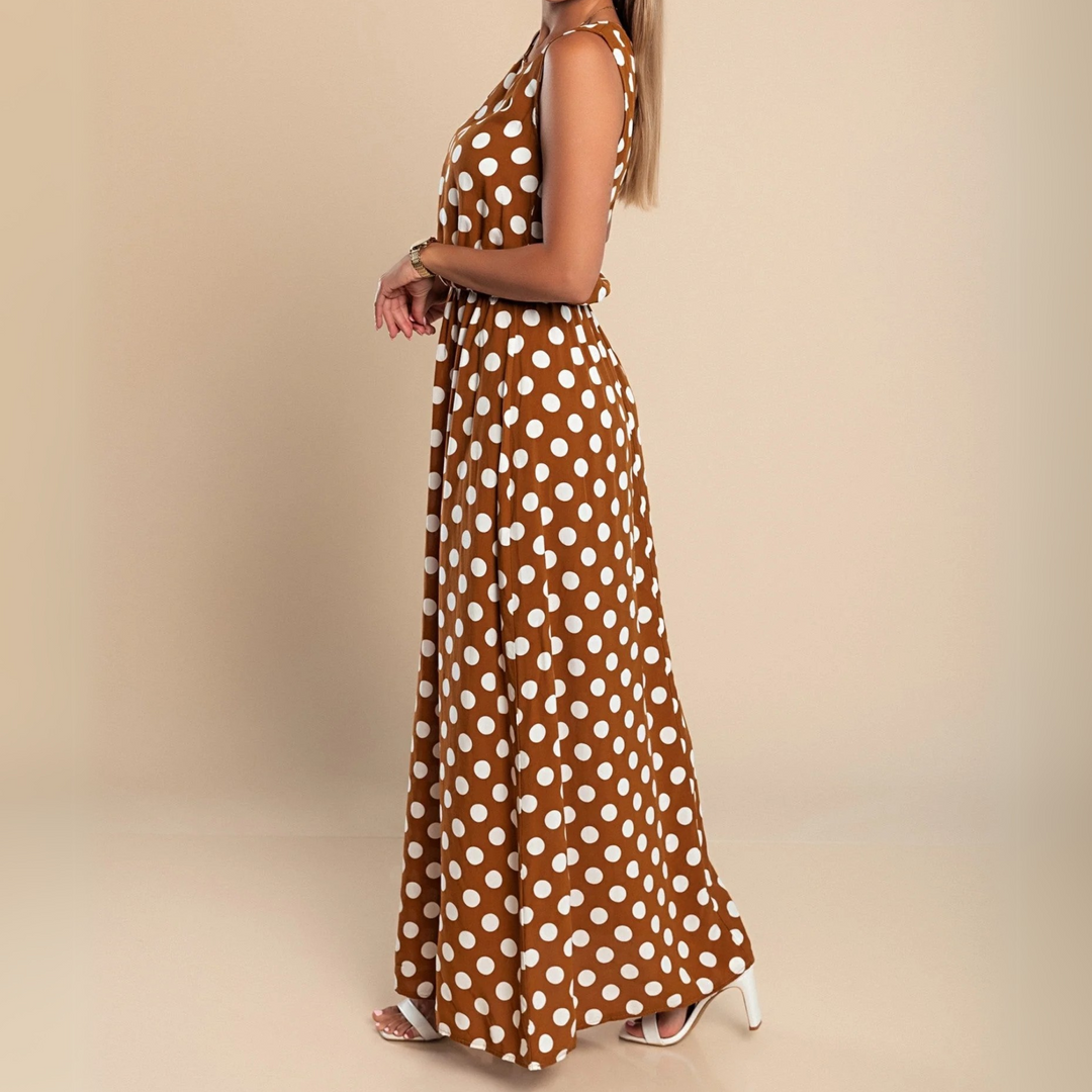 Polka Dot Smocked Maxi Dress – Women's Summer Dress | Celina