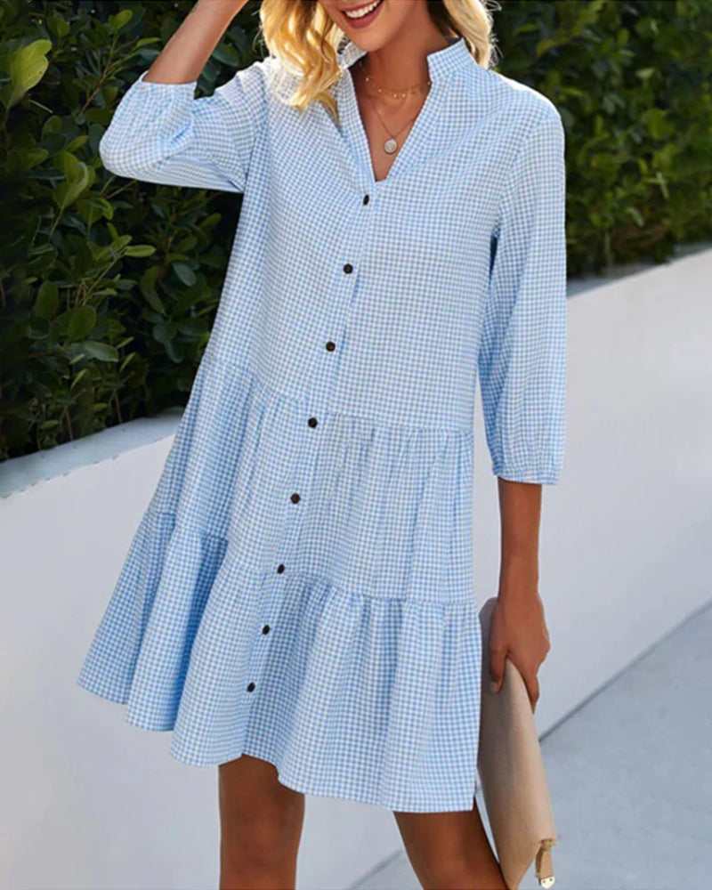 Collared Ruffle Mini Dress – Women's Casual Dress | Elara