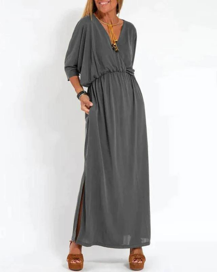 V-Neck Batwing Sleeve Maxi Dress – Women's Casual Dress | Seraphina