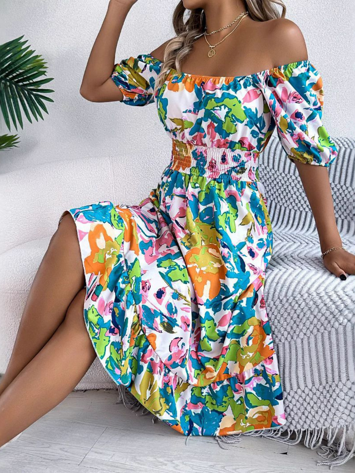 Floral Off-Shoulder Midi Dress – Women's Summer Dress | Celeste