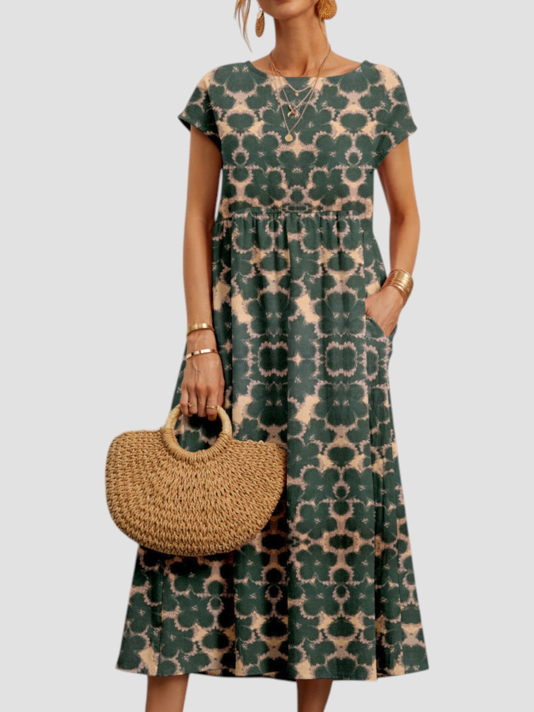 Printed Tiered Maxi Dress – Women's Casual Dress | Elara