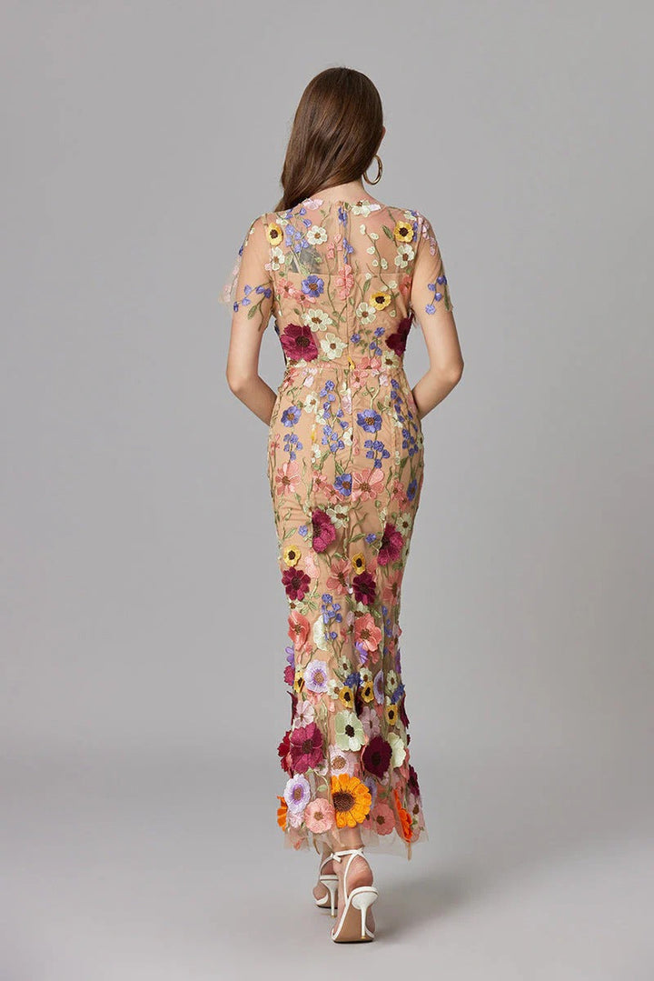 Floral Mesh Maxi Dress – Women's Evening Dress | Evelina