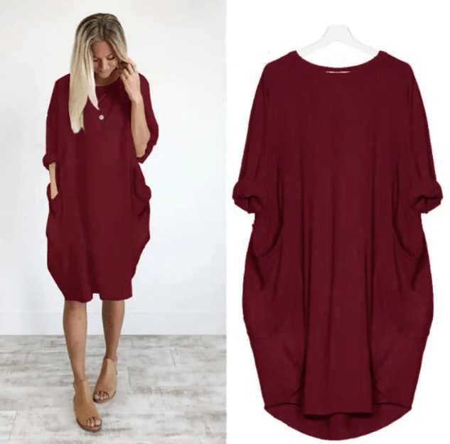 Pocket Midi Dress – Women's Casual Dress | Elara