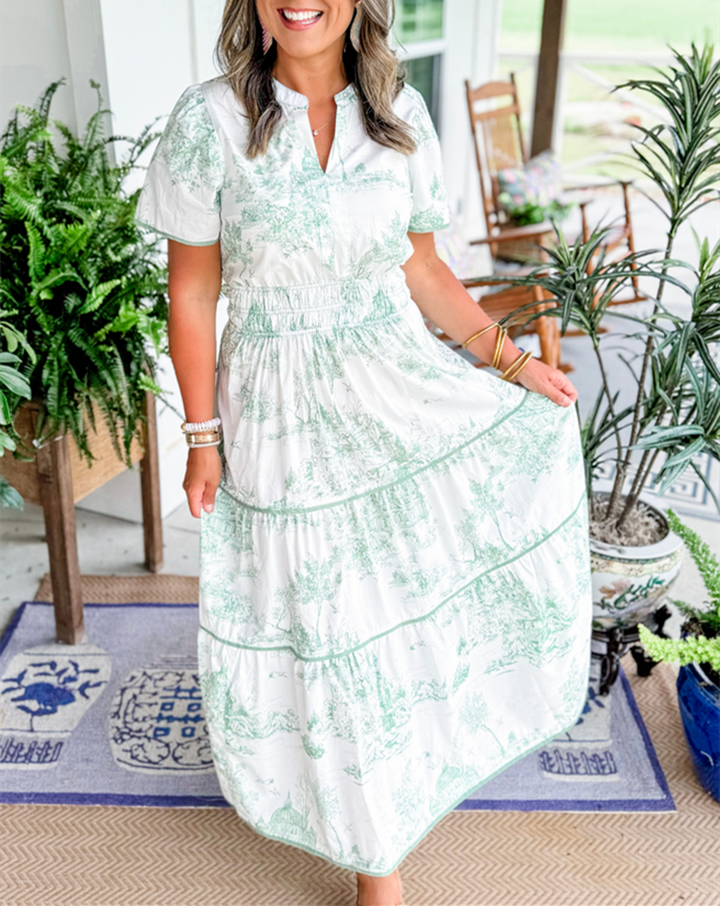 Printed Tiered Maxi Dress – Women's Casual Dress | Eliana