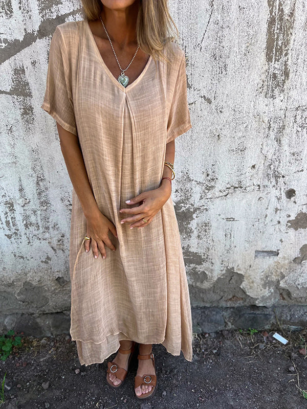 Linen Kaftan Midi Dress – Women's Casual Summer Dress | Isabella