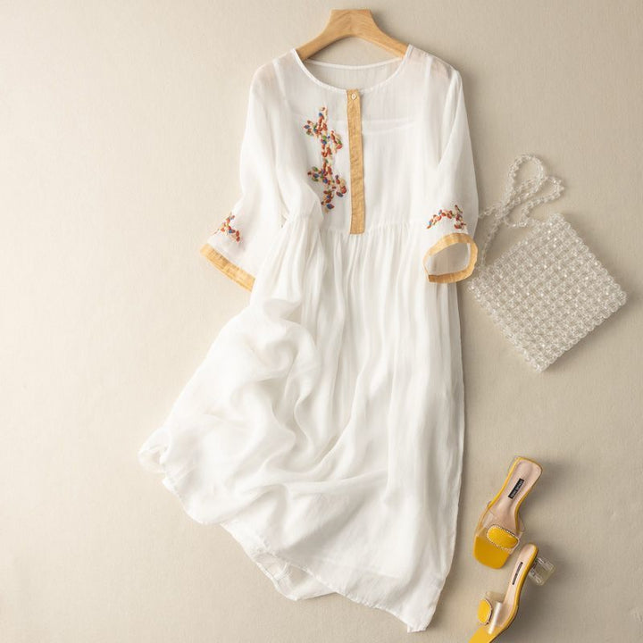 Linen Smocked Midi Dress – Women's Casual Dress | Isabelle