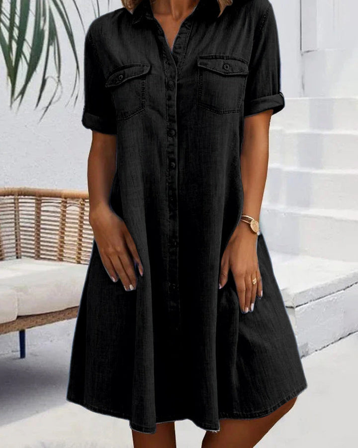 Denim Shirt Dress – Women's Casual Everyday Dress | Elara