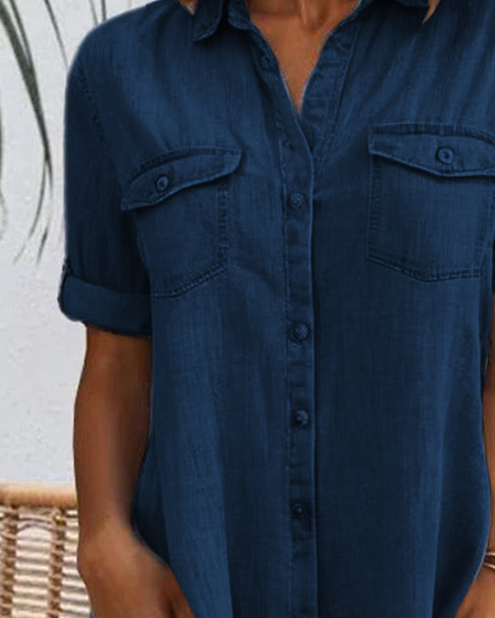 Denim Shirt Dress – Women's Casual Everyday Dress | Elara