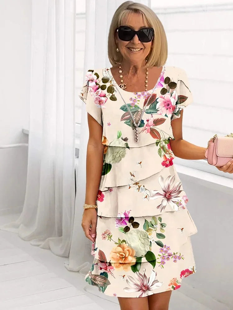 Floral Fit & Flare Ruffle Dress – Women's Casual Dress | Serafina