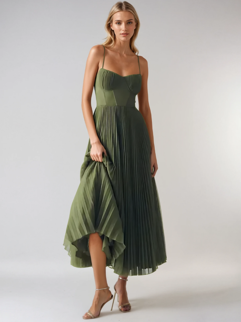 Pleated Maxi Dress – Women's Elegant Dress | Elena